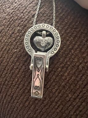 Brighton Silver-Tone Heart Key & Card Holder Pendant